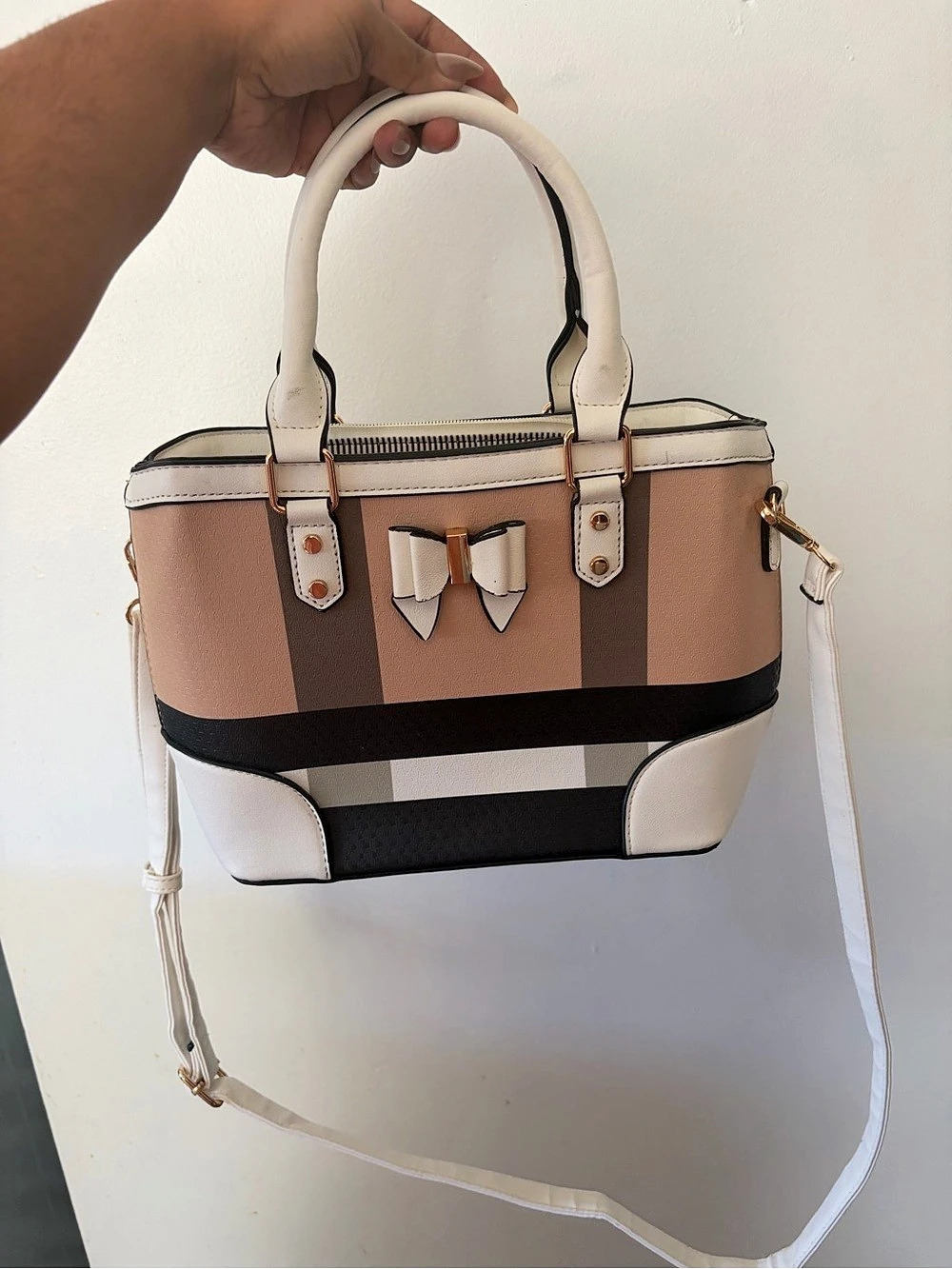 Color Block Satchel in Pink & Black Like New